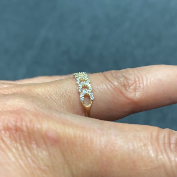 New 14K yellow Gold CZ Cuban Band - Picture 7 of 12